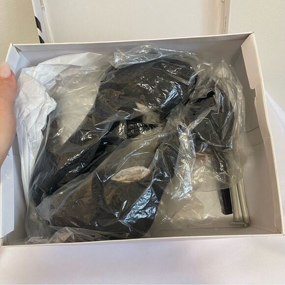 NINE WEST Bonfired Black Suede Peep toe Heels - Picture 11 of 12